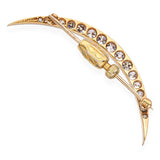Antique Tiffany & Co. 14k Yellow Gold and Platinum Diamond Crescent Brooch