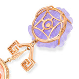 18k Yellow Gold Carved Coral, Lavender Jade, & Diamond Pendant