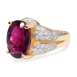 14K Yellow Gold 5.68tcw Rubellite Tourmaline & Diamond Statement Ring