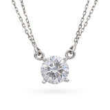 Vintage 17k White Gold 2.98ct Fracture Filled Diamond Solitaire Pendant Necklace