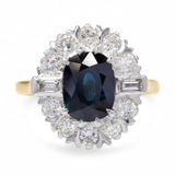 Vintage 18k Two Tone Gold 2.39ct Sapphire and Diamond Ring