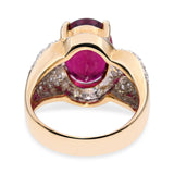 14K Yellow Gold 5.68tcw Rubellite Tourmaline & Diamond Statement Ring