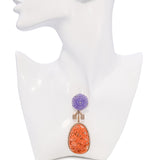 18k Yellow Gold Carved Coral, Lavender Jade, & Diamond Pendant