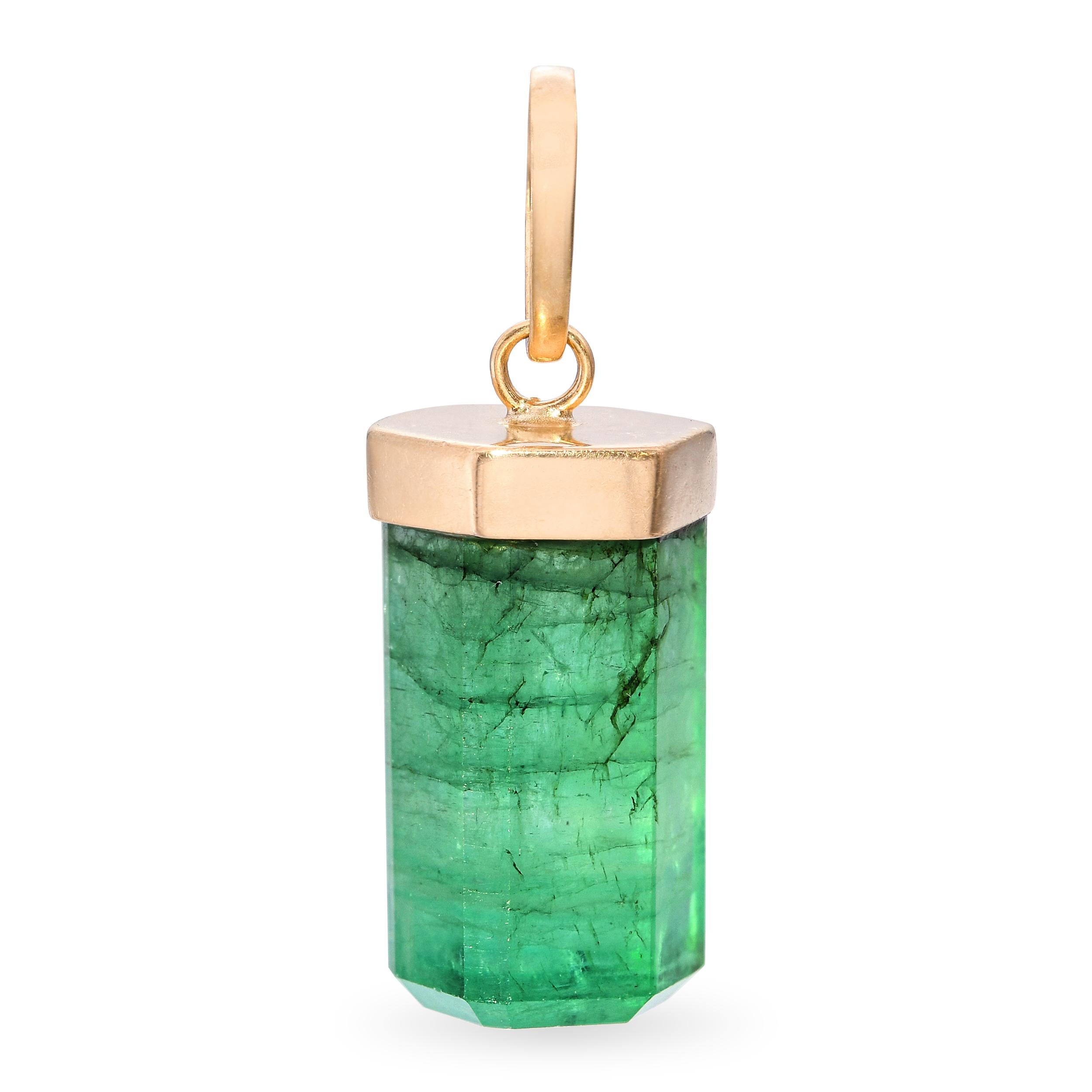 Vintage 18k Yellow Gold 22.5ct Emerald Pendant – Blue Ribbon Rarities