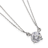 Vintage 17k White Gold 2.98ct Fracture Filled Diamond Solitaire Pendant Necklace