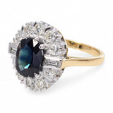 Vintage 18k Two Tone Gold 2.39ct Sapphire and Diamond Ring