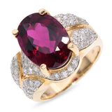 14K Yellow Gold 5.68tcw Rubellite Tourmaline & Diamond Statement Ring