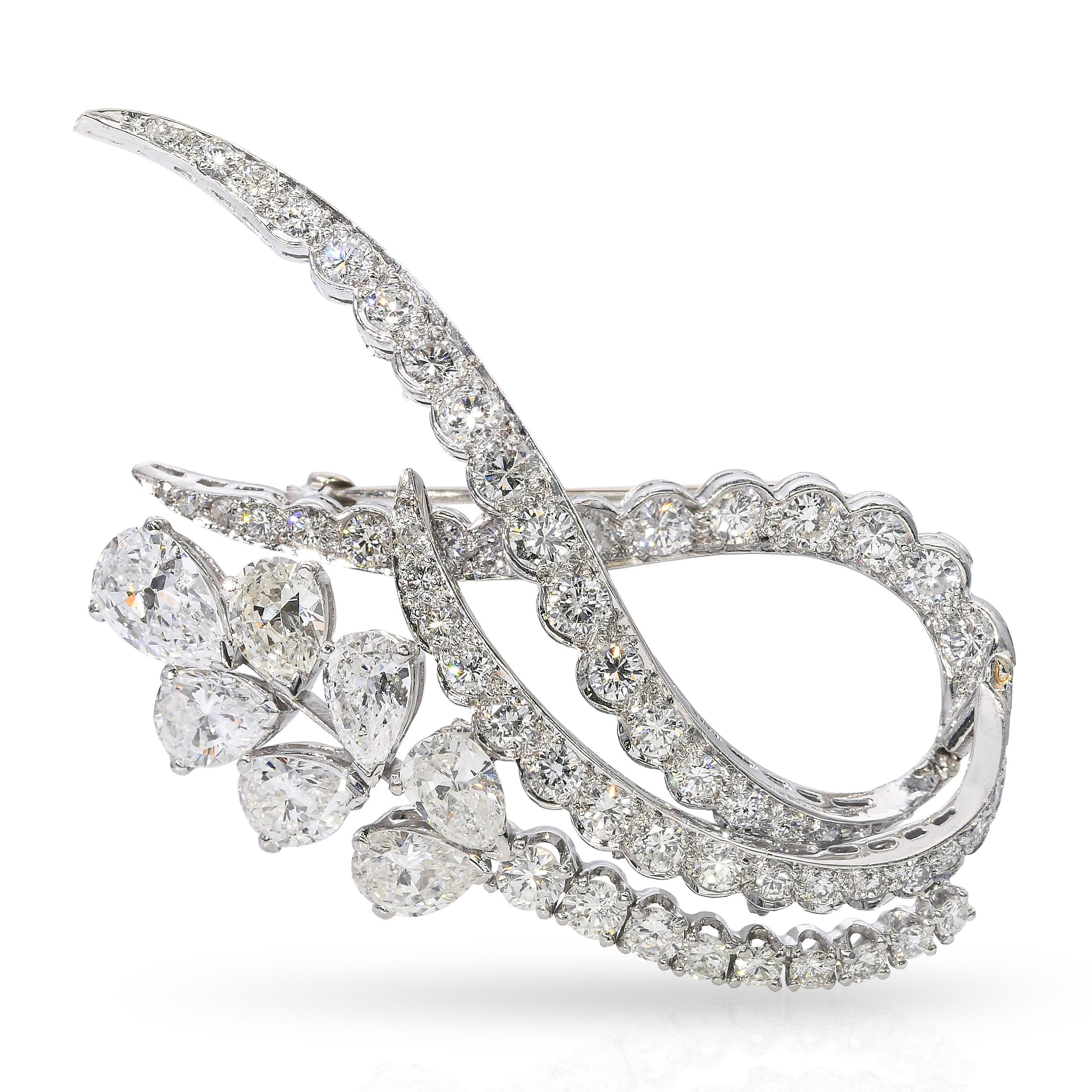 Vintage Platinum 4.63tcw Diamond Brooch