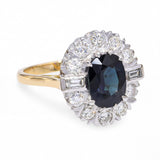 Vintage 18k Two Tone Gold 2.39ct Sapphire and Diamond Ring