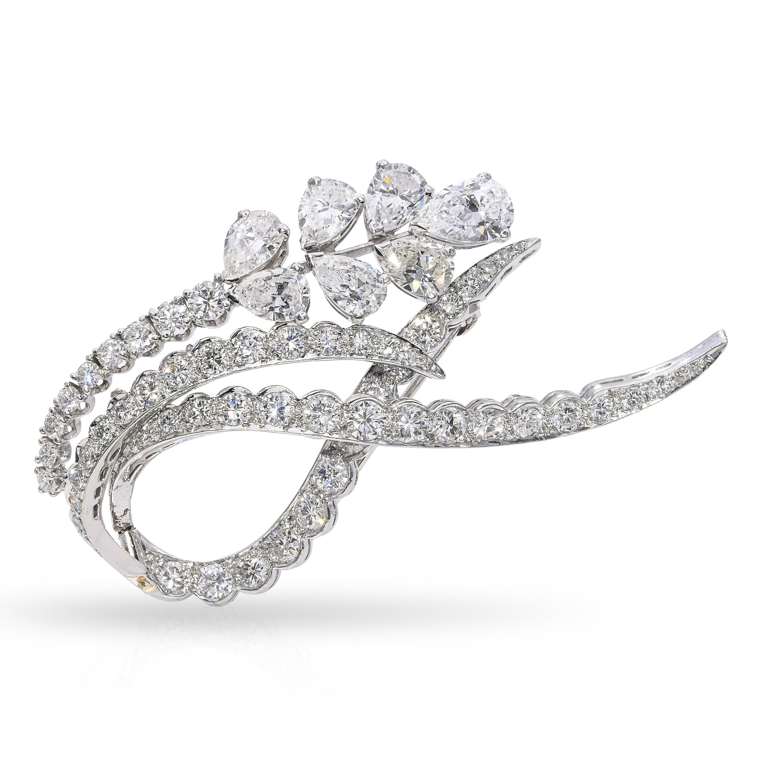 Vintage Platinum 4.63tcw Diamond Brooch