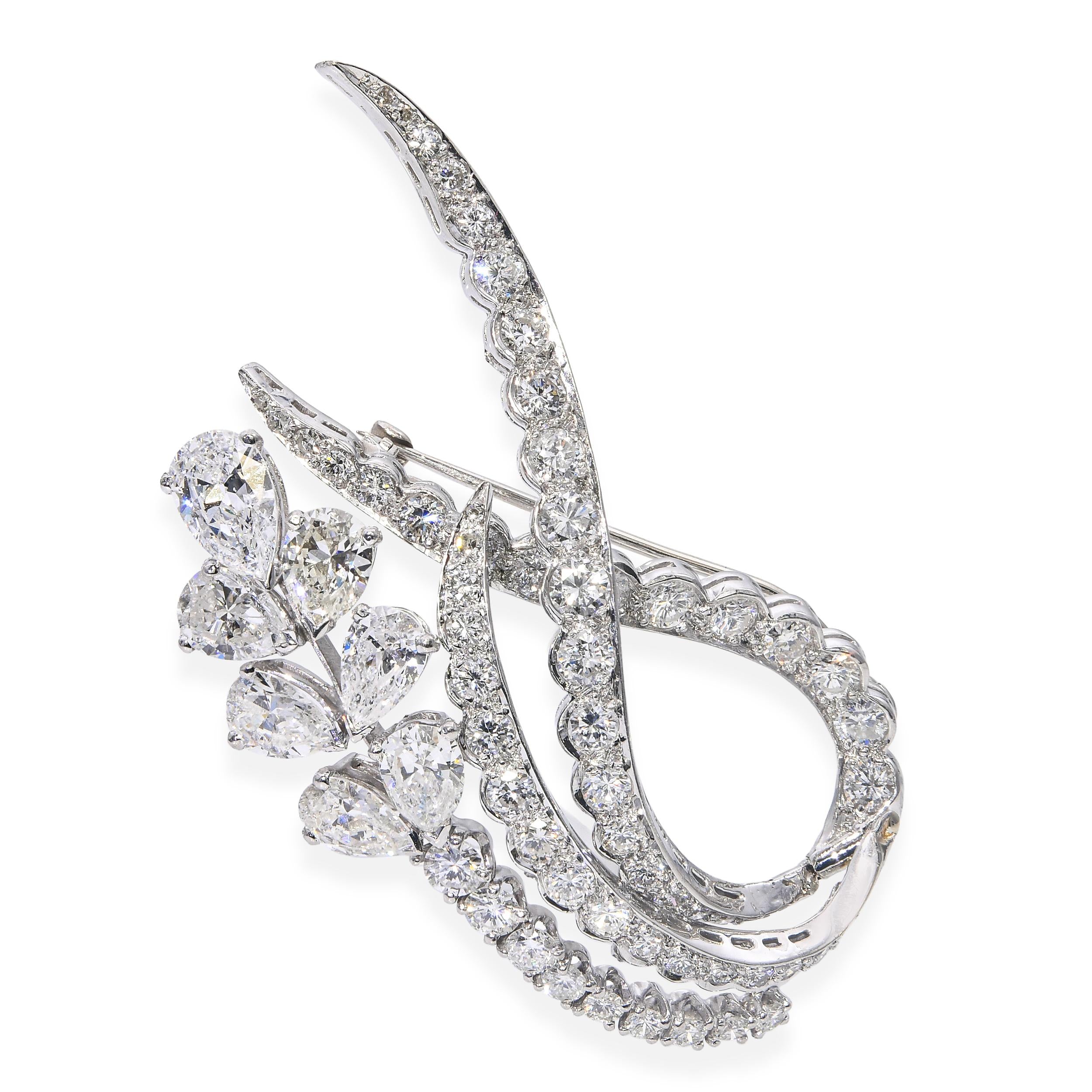 Vintage Platinum 4.63tcw Diamond Brooch