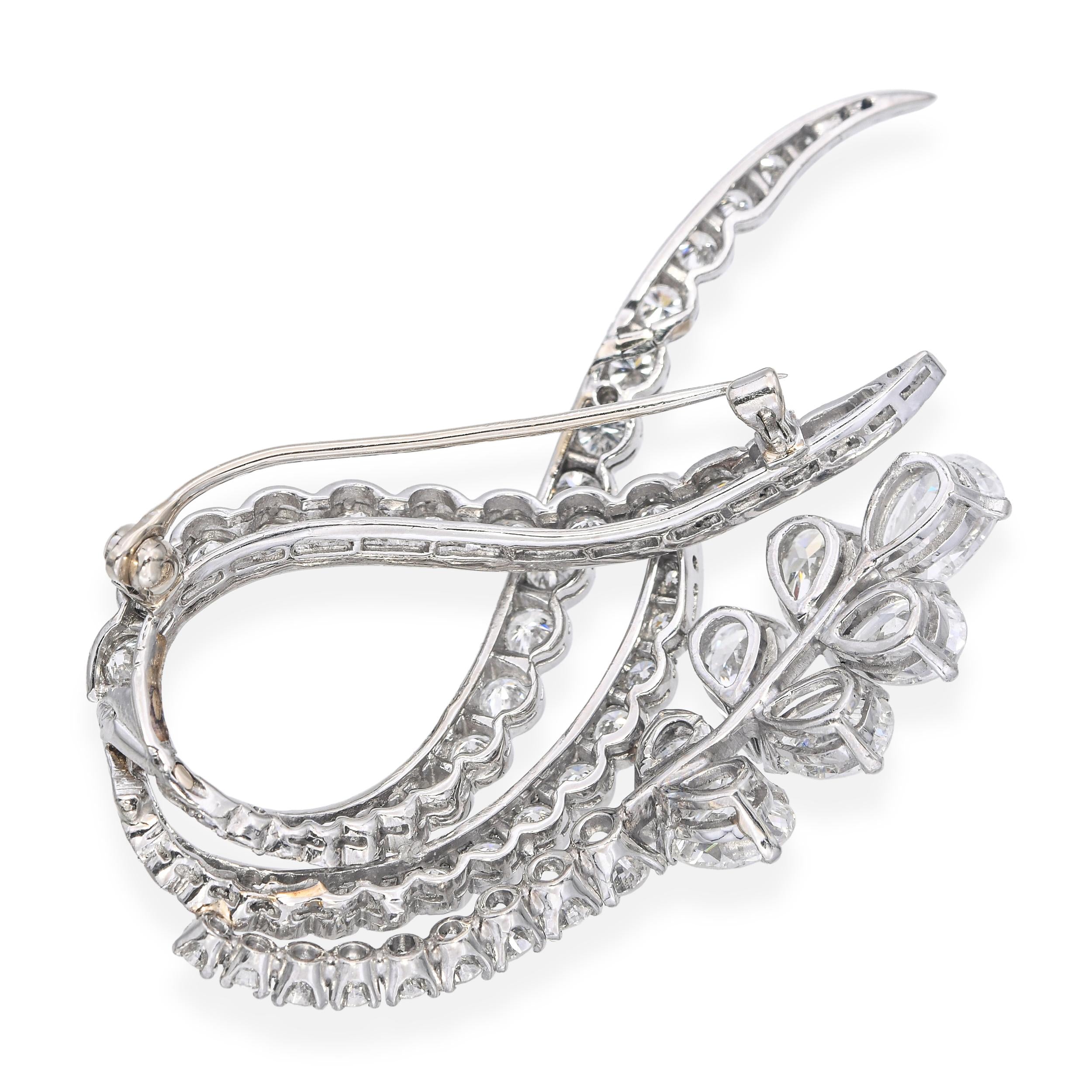 Vintage Platinum 4.63tcw Diamond Brooch