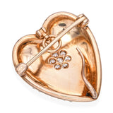 Antique Victorian 14k Yellow Gold Seed Pearl and Old Cut Diamond Heart Pendant