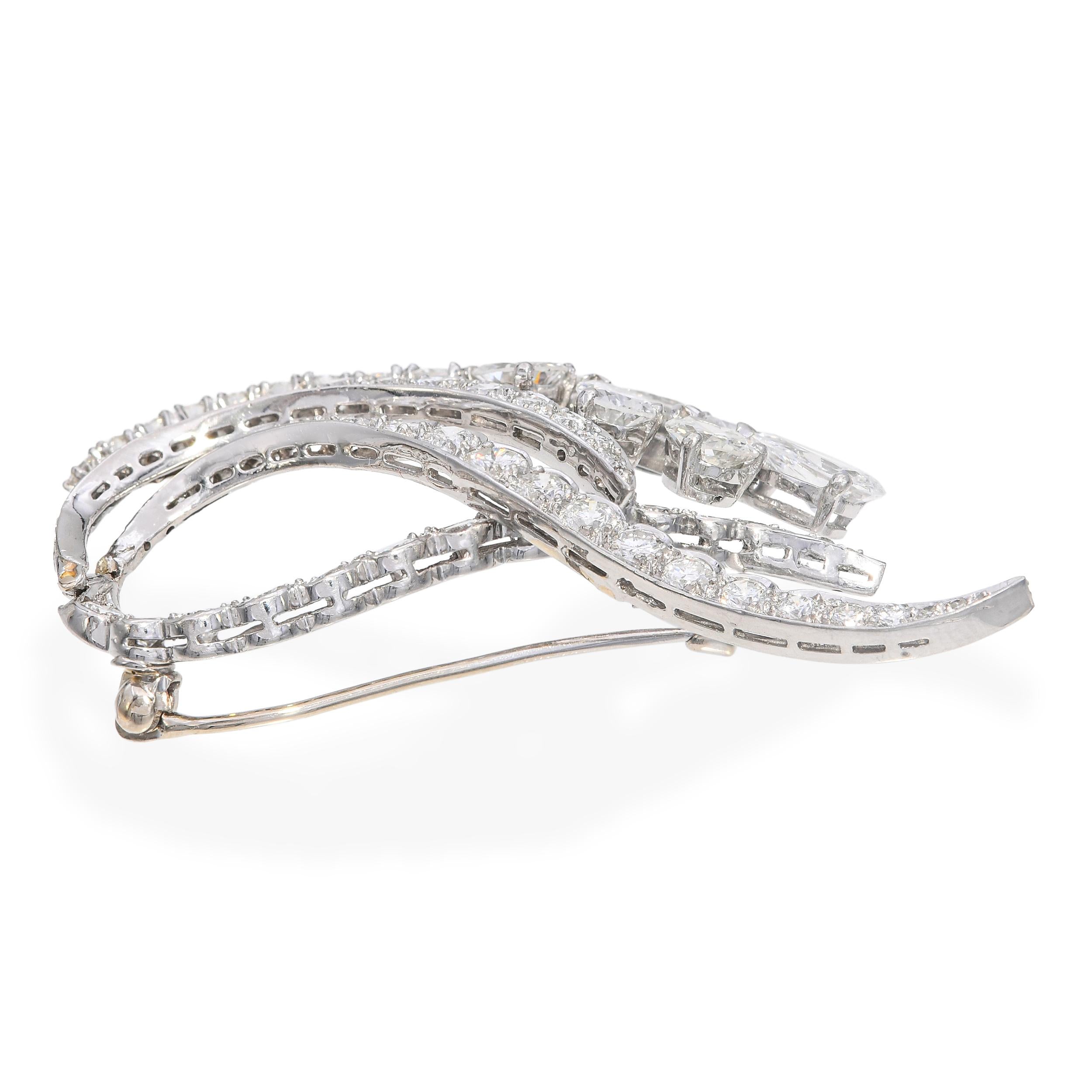 Vintage Platinum 4.63tcw Diamond Brooch