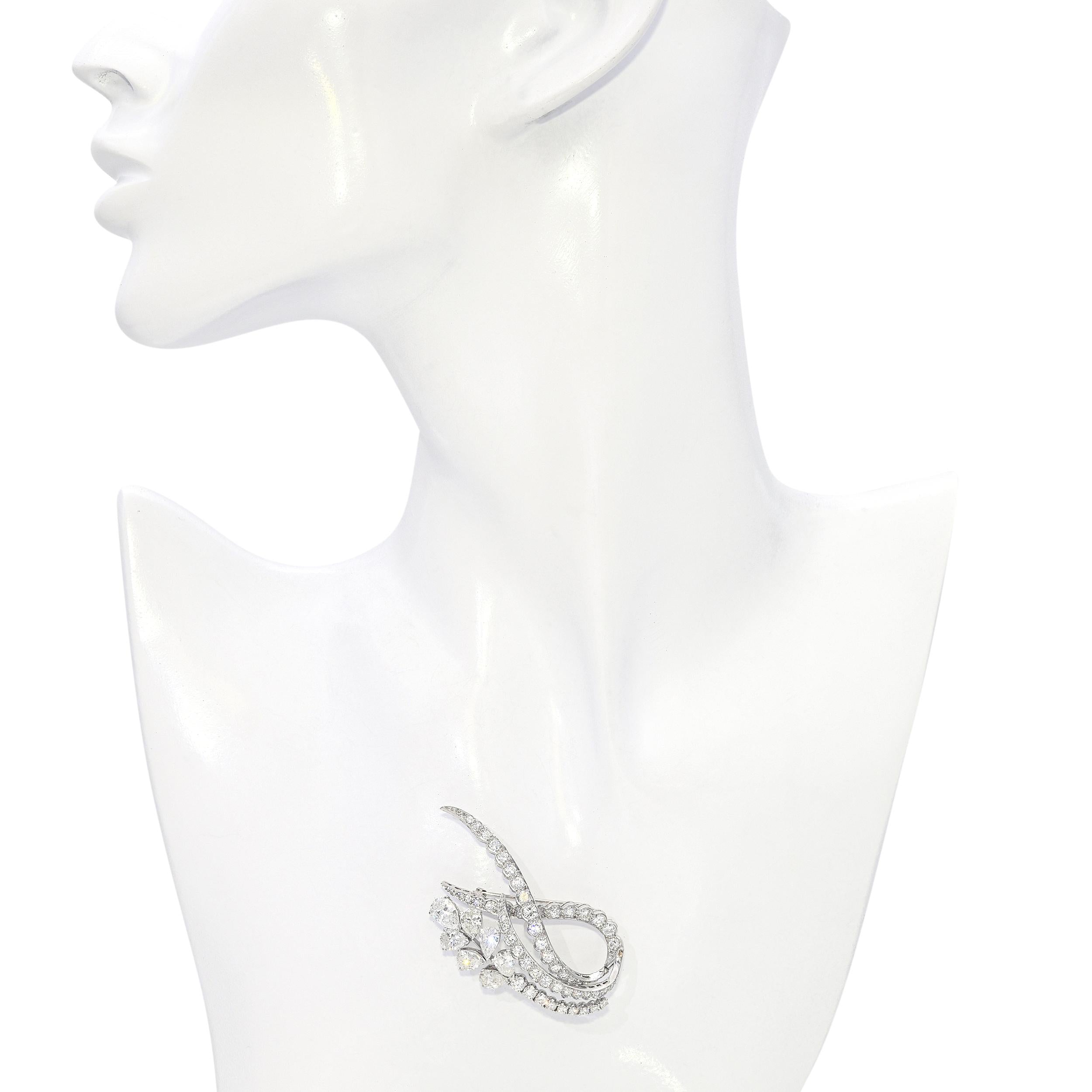 Vintage Platinum 4.63tcw Diamond Brooch