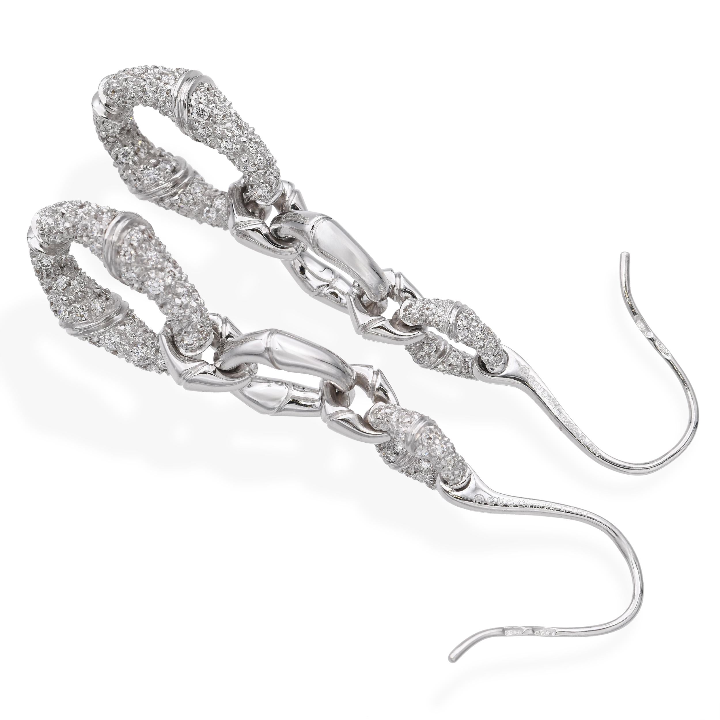 Gucci 18k White Gold Diamond Interlocking Circle Earrings and Necklace Set