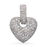 Vintage 14k White Gold Pave 1.45tcw Diamond Heart Pendant