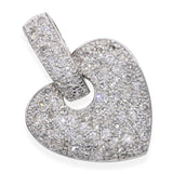 Vintage 14k White Gold Pave 1.45tcw Diamond Heart Pendant