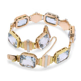 Vintage Tri-Tone Gold 45.22tcw Aquamarine Link Bracelet
