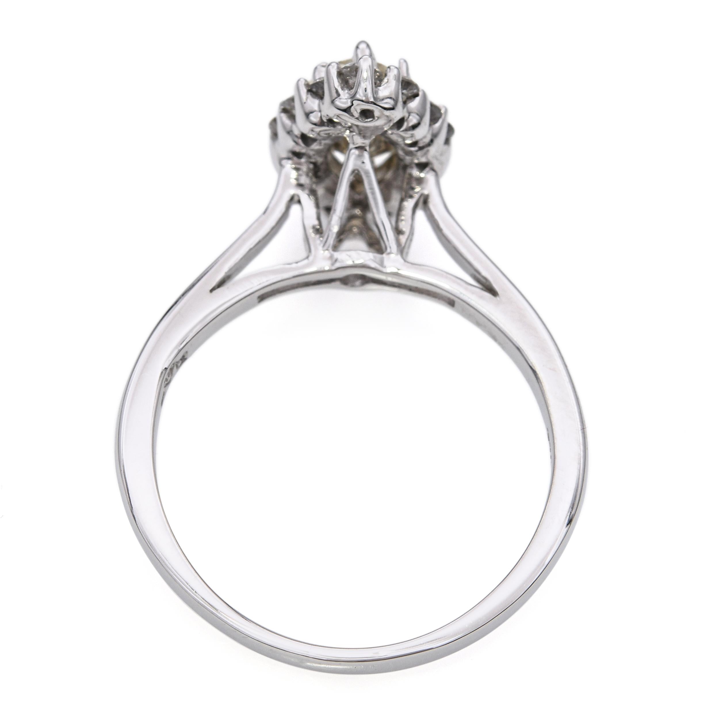 Vintage 14k White Gold 1.29tcw Fancy Brownish Yellow Marquise Diamond Ring