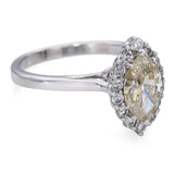 Vintage 14k White Gold 1.29tcw Fancy Brownish Yellow Marquise Diamond Ring