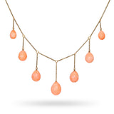 Antique 16k Yellow Gold Graduated Coral Bead Drop Festooon Necklace