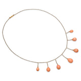 Antique 16k Yellow Gold Graduated Coral Bead Drop Festooon Necklace