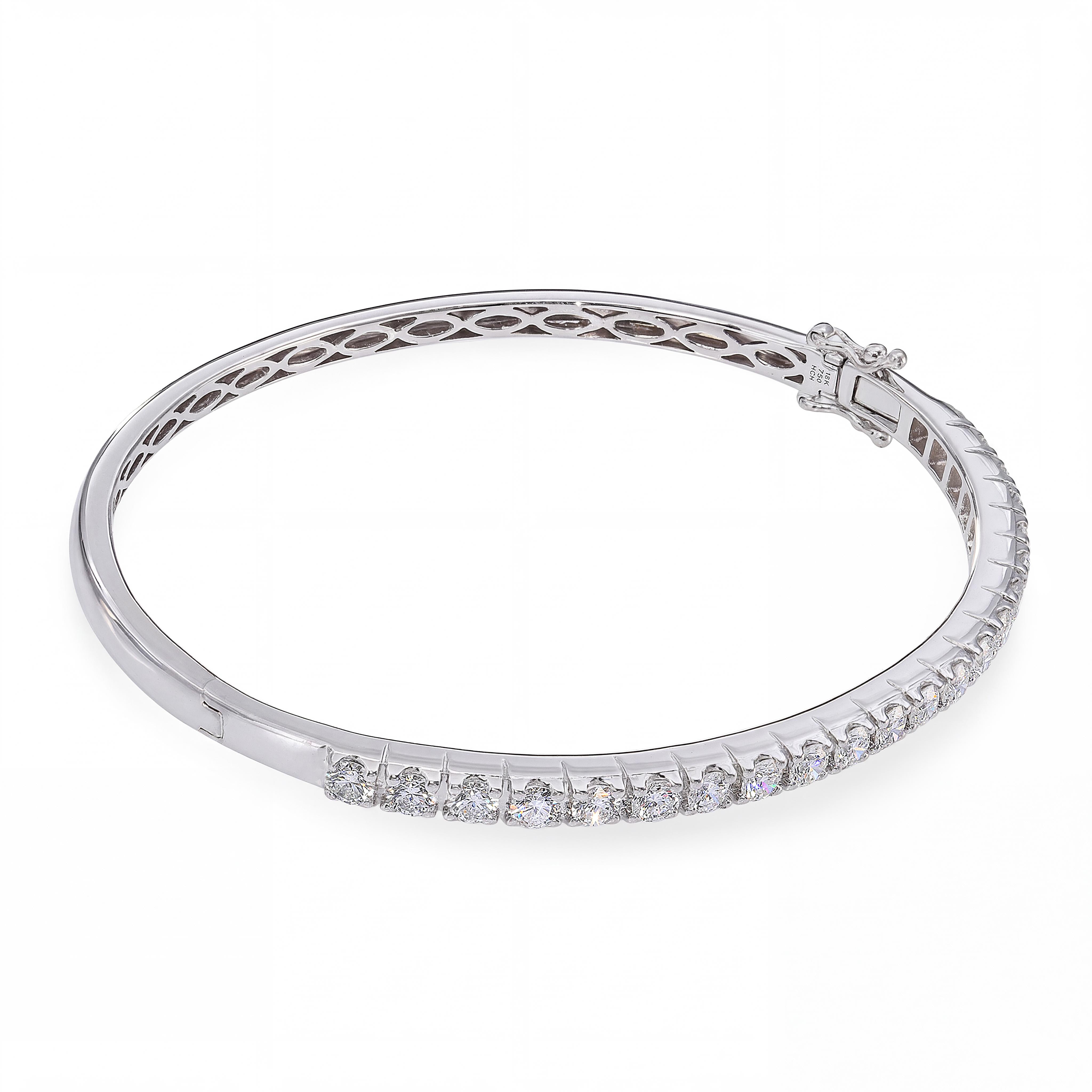 Vintage 18k White Gold 1.76tcw Diamond Hinged Bangle Bracelet