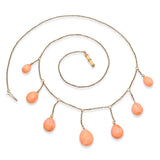 Antique 16k Yellow Gold Graduated Coral Bead Drop Festooon Necklace