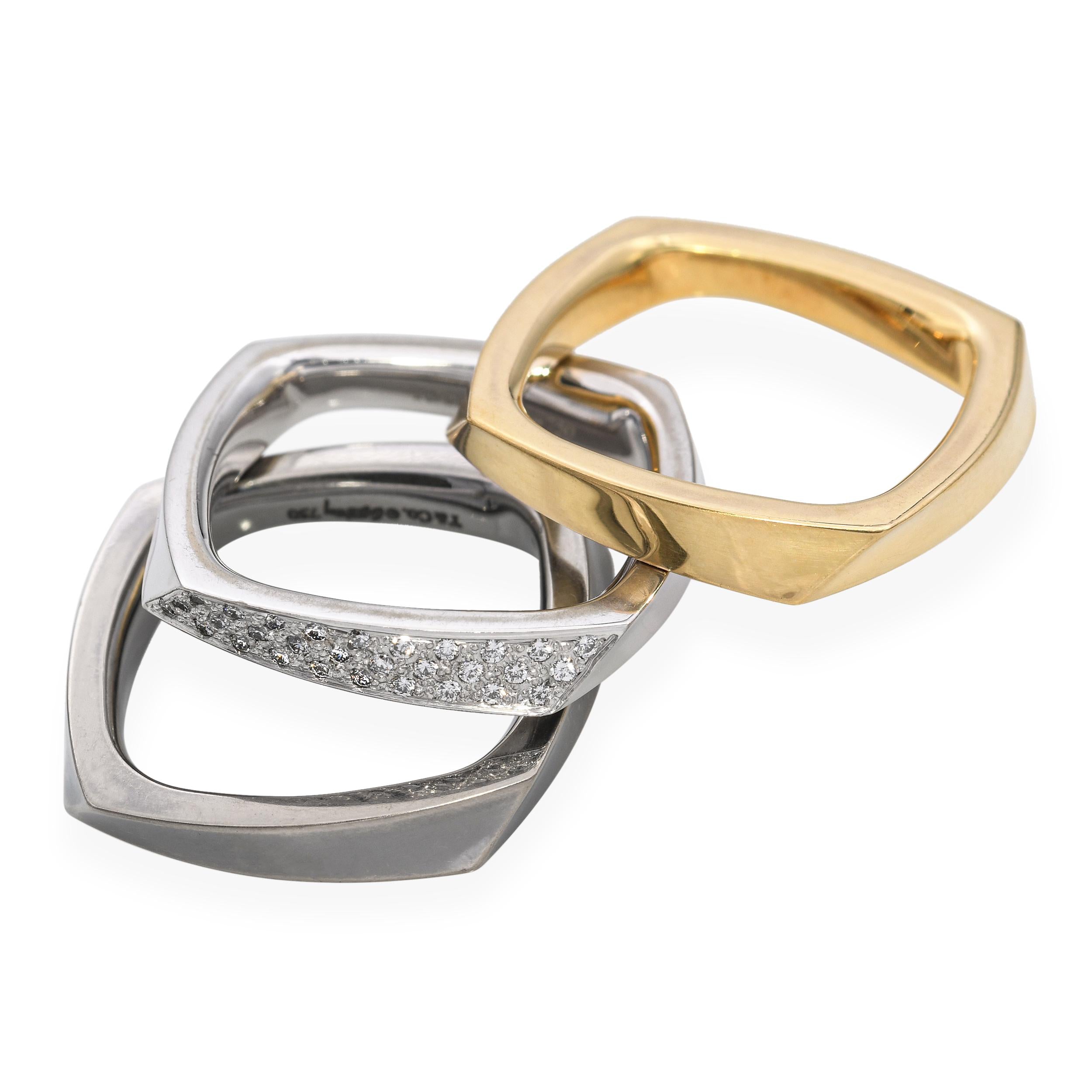 Tiffany & Co. 18k Tri-Tone Frank Gehry Estate Torque Square Three Ring Set