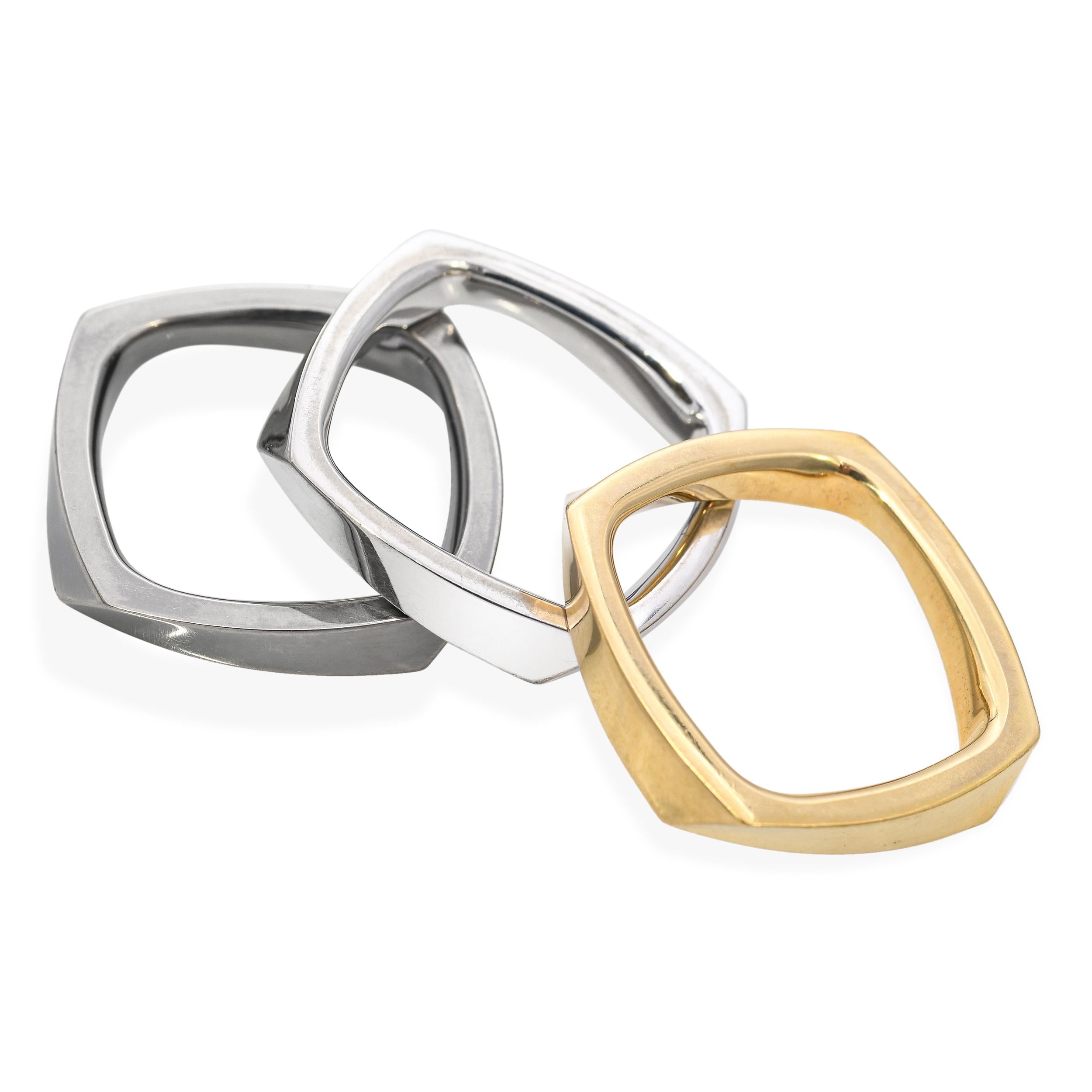 Tiffany & Co. 18k Tri-Tone Frank Gehry Estate Torque Square Three Ring Set