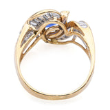 Vintage 18k Yellow Gold Blue Sapphire and 1.58tcw Diamond Ring