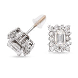 Vintage 10k White Gold 1.08tcw Diamond Stud Earrings