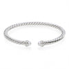 David Yurman Sterling Silver Pearl and Diamond Cable Cuff
