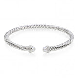 David Yurman Sterling Silver Pearl and Diamond Cable Cuff