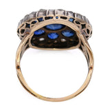 Victorian 14k Yellow Gold Unheated Burma Sapphire and Rose Cut Diamond Ring GIA