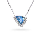 18k White Gold 3.05ct Santa Maria Aquamarine and Diamond Pendant Necklace