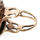 Victorian 14k Yellow Gold Unheated Burma Sapphire and Rose Cut Diamond Ring GIA