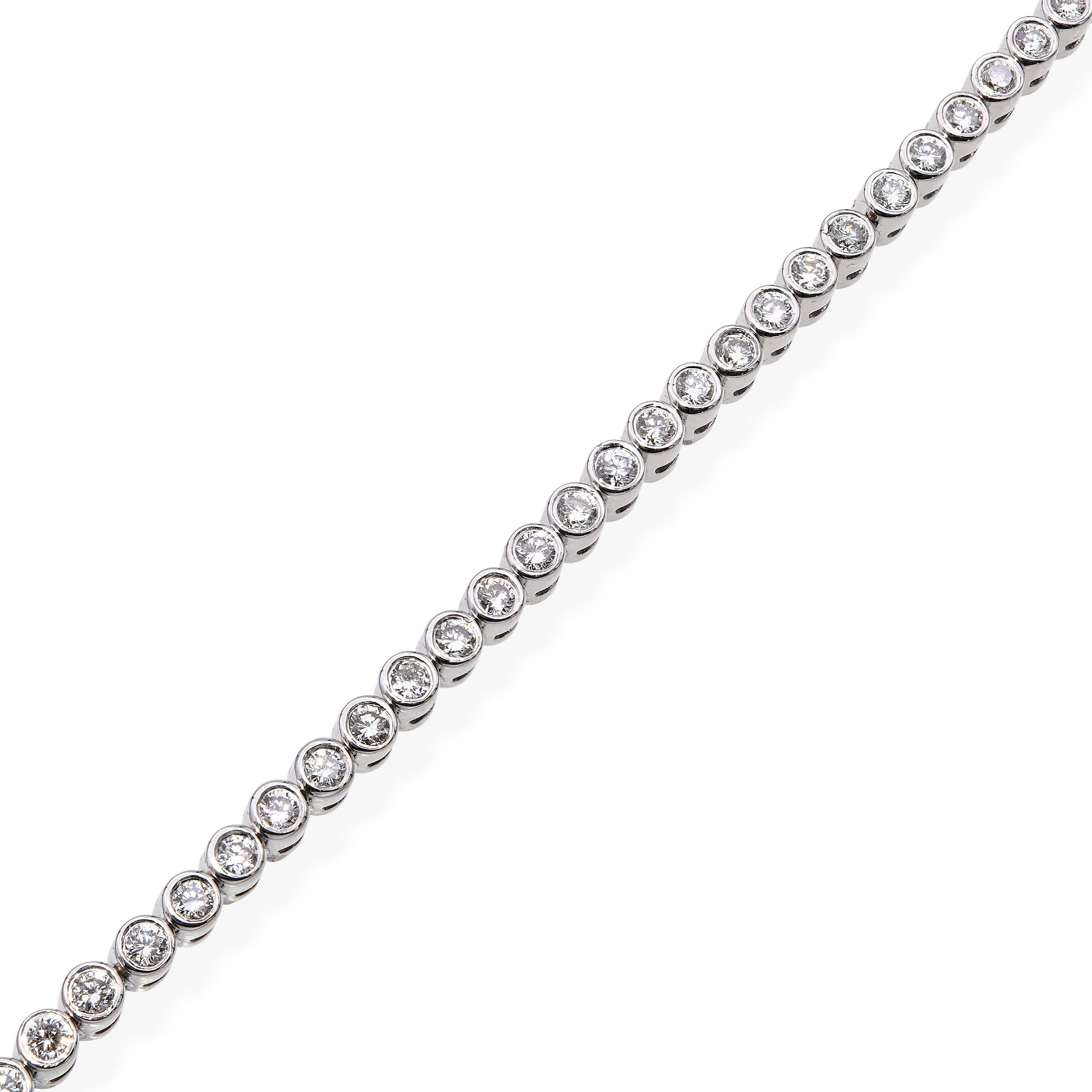 18k White Gold Bezel Set 1.28tcw Diamond Tennis Bracelet