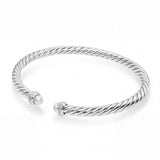 David Yurman Sterling Silver Pearl and Diamond Cable Cuff