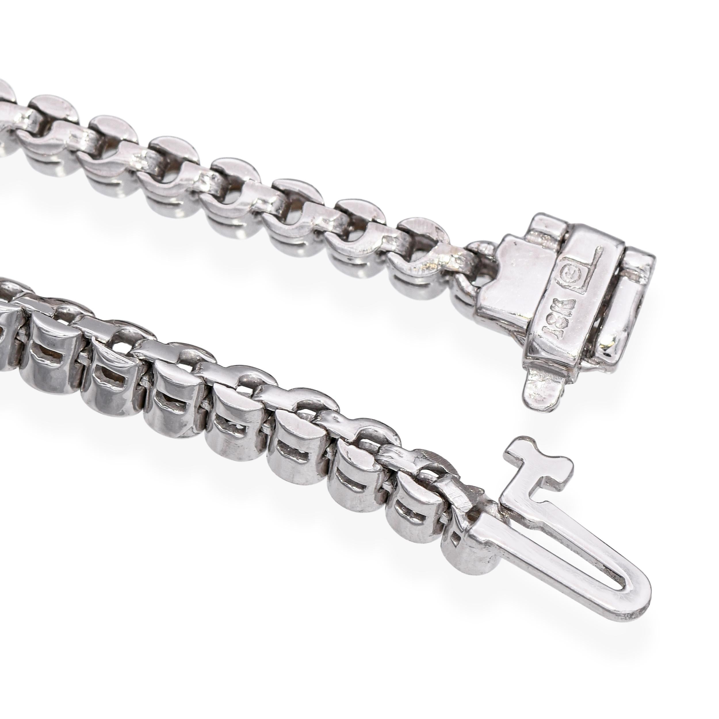 18k White Gold Bezel Set 1.28tcw Diamond Tennis Bracelet