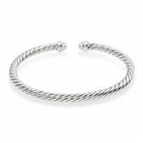 David Yurman Sterling Silver Pearl and Diamond Cable Cuff