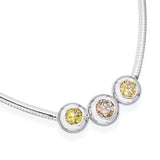 Vintage 14k White Gold 1.95ctw Yellow and Peach Diamond Bezel Necklace