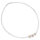 Vintage 14k White Gold 1.95ctw Yellow and Peach Diamond Bezel Necklace