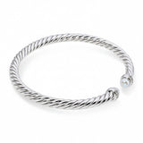 David Yurman Sterling Silver Pearl and Diamond Cable Cuff