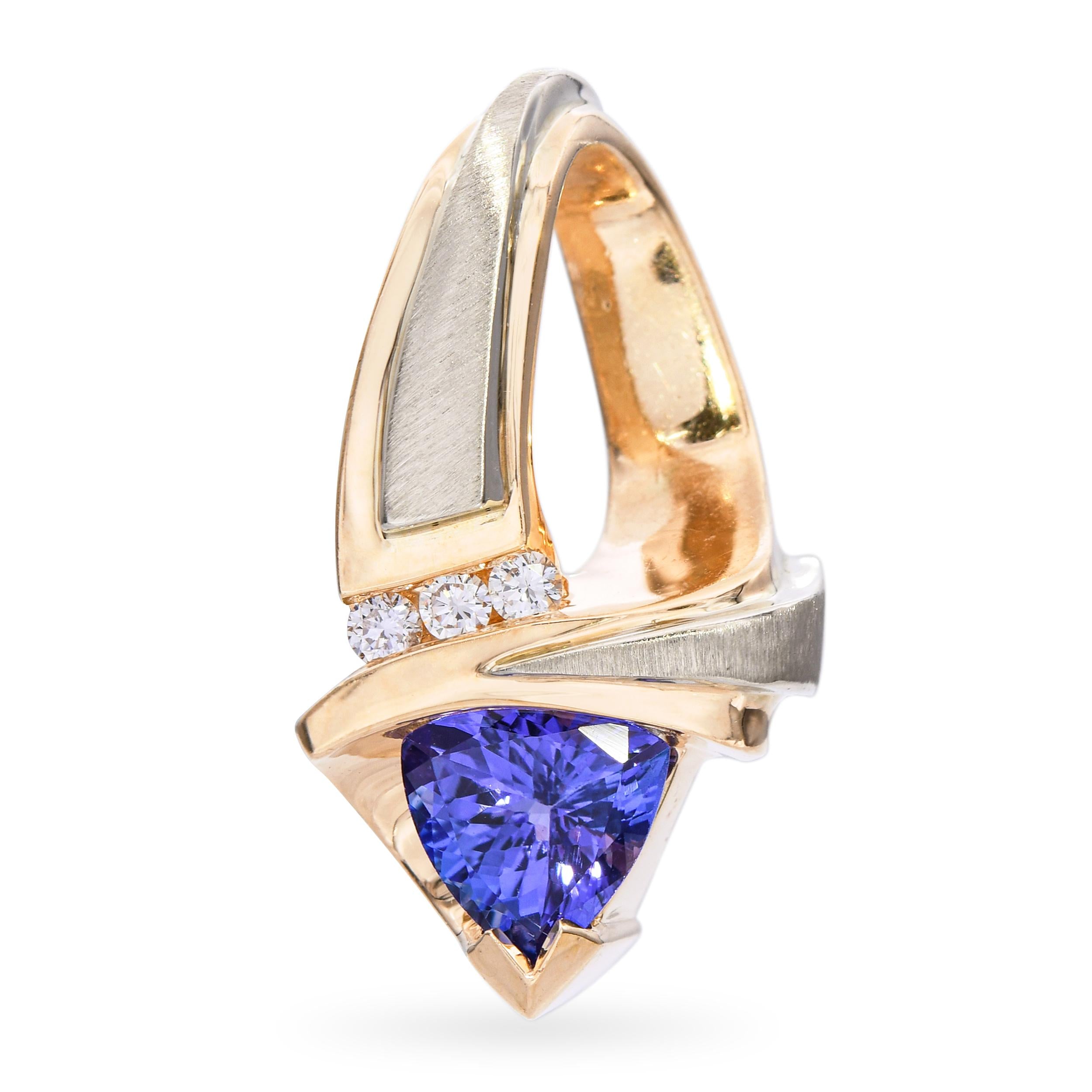 14k Yellow Gold 1.25ct Tanzanite and Diamond Pendant