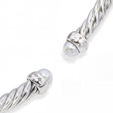 David Yurman Sterling Silver Pearl and Diamond Cable Cuff