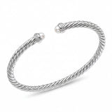 David Yurman Sterling Silver Pearl and Diamond Cable Cuff