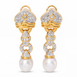 18k Gold South Sea Pearl and 2.70tcw Diamond Earrings