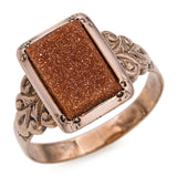 Antique Victorian 10k Rose Gold Goldstone Signet Ring